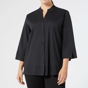 Marina Rinaldi Women’s Stretch Poplin Cotton Black Shirt Size 14